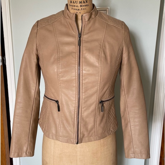 Alfani Jackets & Blazers - Alfani Petite Faux Tan Leather Jacket
